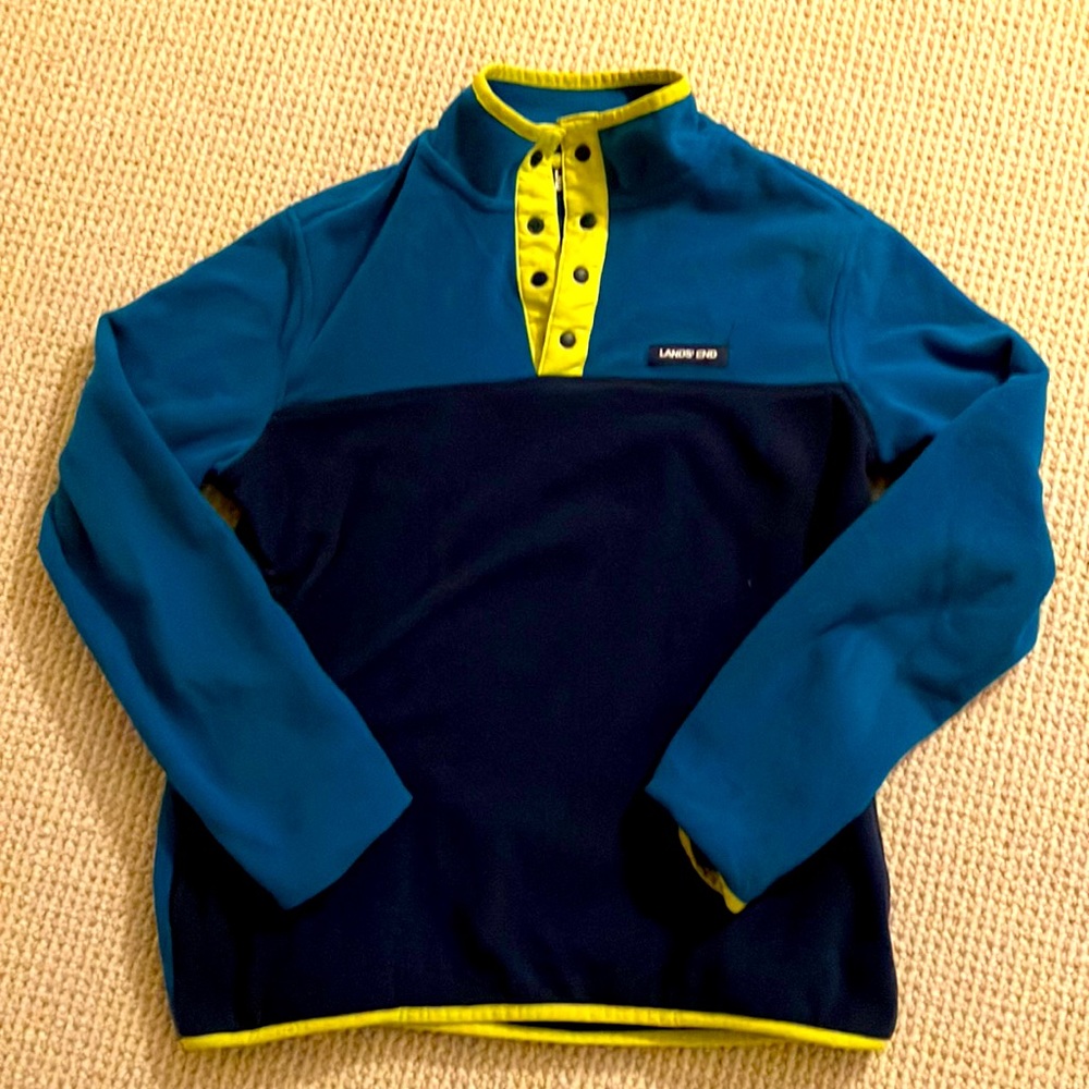 Lands end button up sweater kids xl